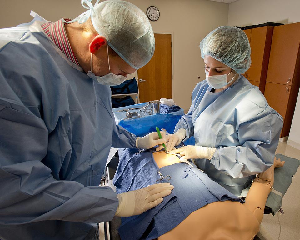 PA students learning in an ER lab